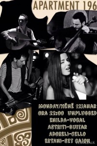 Tomorrow new formation for the first time @ Apartment 196 ... with Great artist Astrit Stafai , best cello player Adorel Haxhiaj and the special voice Enilda Namligjiu